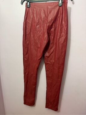 Popular Basics Red Faux Leather Pants: